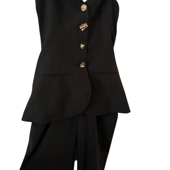 NWT ZARA TWO-PIECE FLARED JUMPSUIT BLACK STRAPLESS - Picture 12 of 16